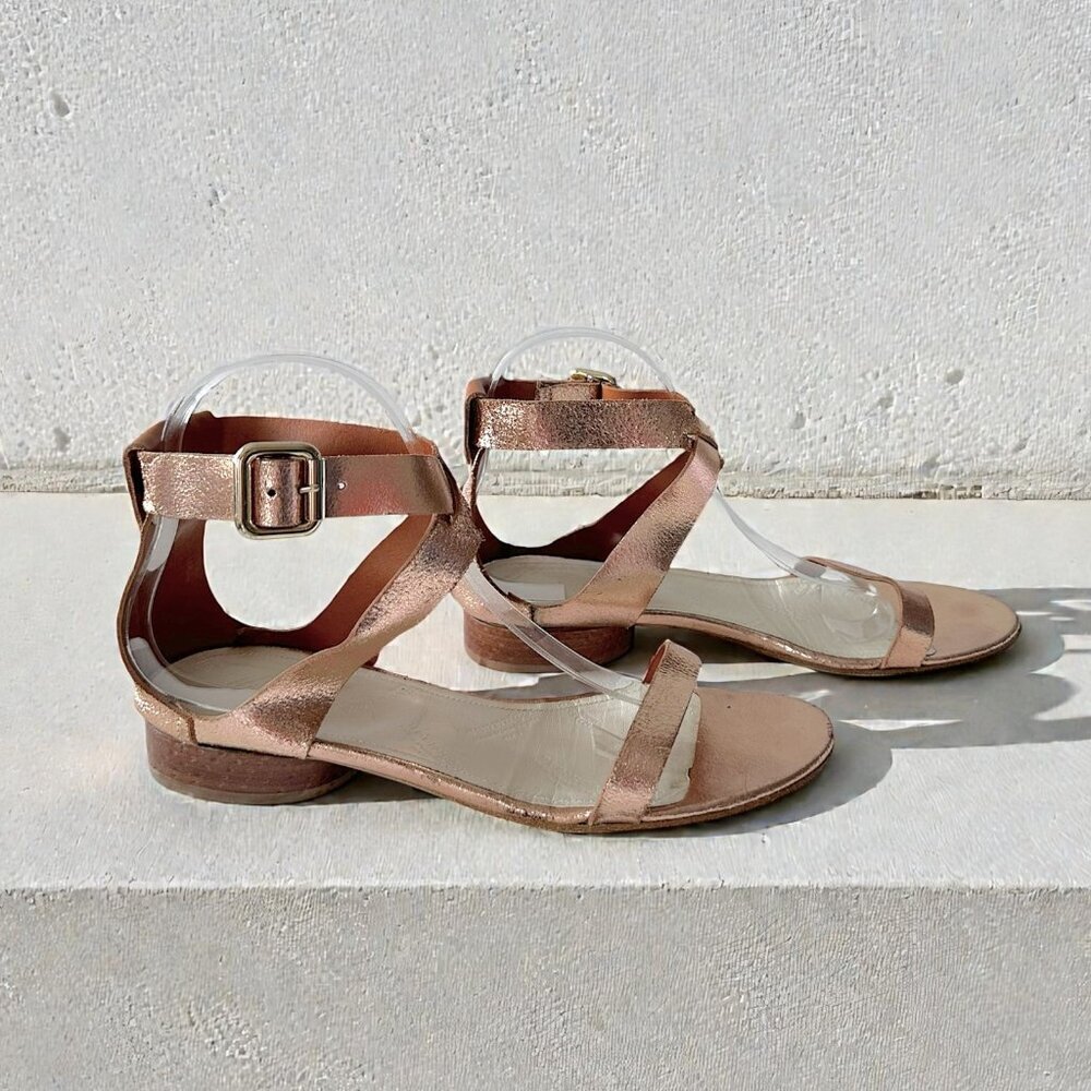 Maison Martin Margiela Rose Gold Cracked Metallic Leather Sandals EU 39.5 - Picture 4 of 13